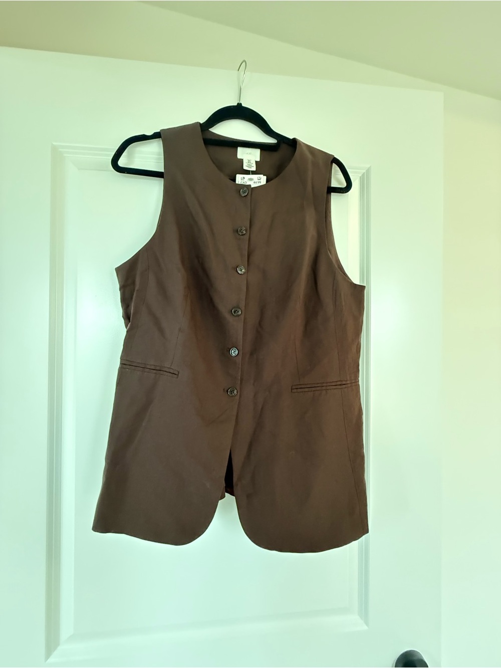 H&M Brown Sleeveless Button Vest